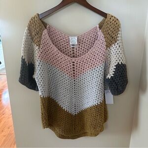 NWT Kinga Csilla Multicolor Crochet Knit Top
